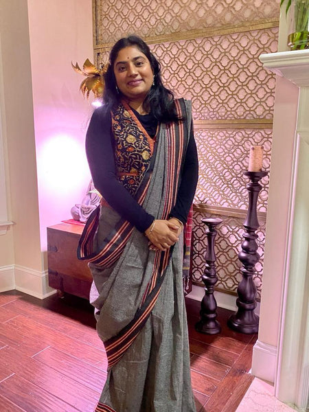 Handloom Tissue Silk Saree Accentuated with Handcrafted Border – Kapaas  Katha